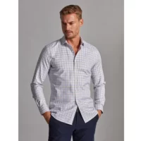 Café Coton Chemise Ian à carreaux ciel et marron
