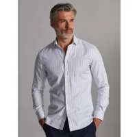 Café Coton Chemise cintrée Noa à rayures marine