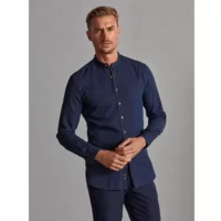 Chemise Windsor en denim à effet oxford - Col Mao