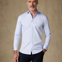 Café Coton Chemise cintrée en pin point ciel